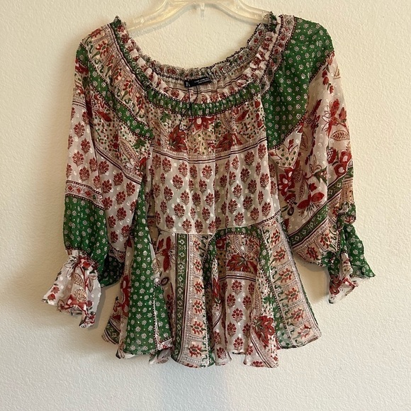 ZARA Patchwork Printed Blouse NWOT Size XS - Picture 1 of 7